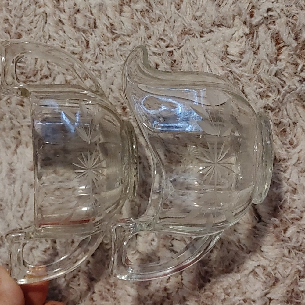 3/$40 Etched Glass Sugar and Creamer Bowl